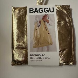 BAGGU STANDARD GOLD Metallic Reusable Tote Shopping Bag Limited Exclusive